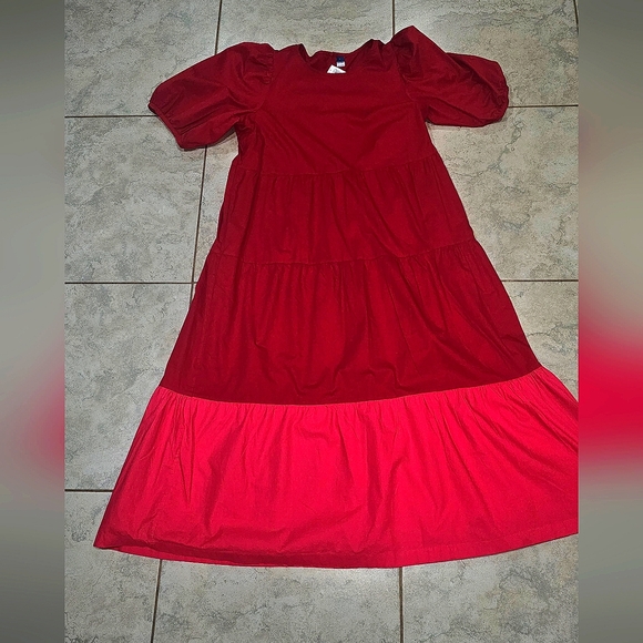 NWT Old Navy Puff Sleeve  Color Block Maxi Dress - Picture 2 of 8